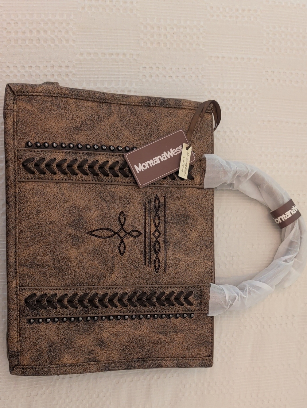Montana West Brown Embossed Tote Bag
